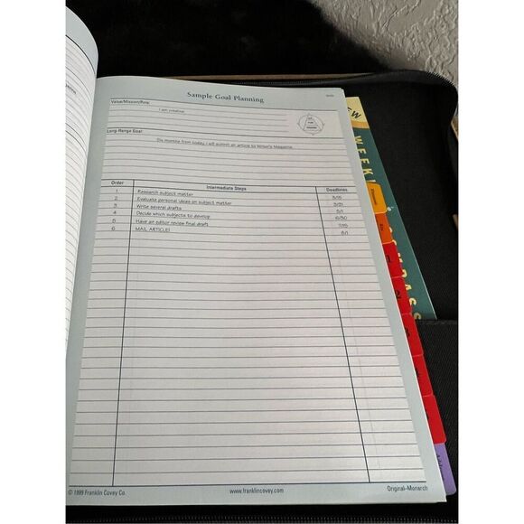 VTG 1998 FRANKLIN COVEY GREEN LINE LEATHER TRIM 7 RING, BINDER - Picture 11 of 11